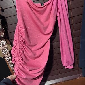 Elegant Pink Ruched Dress